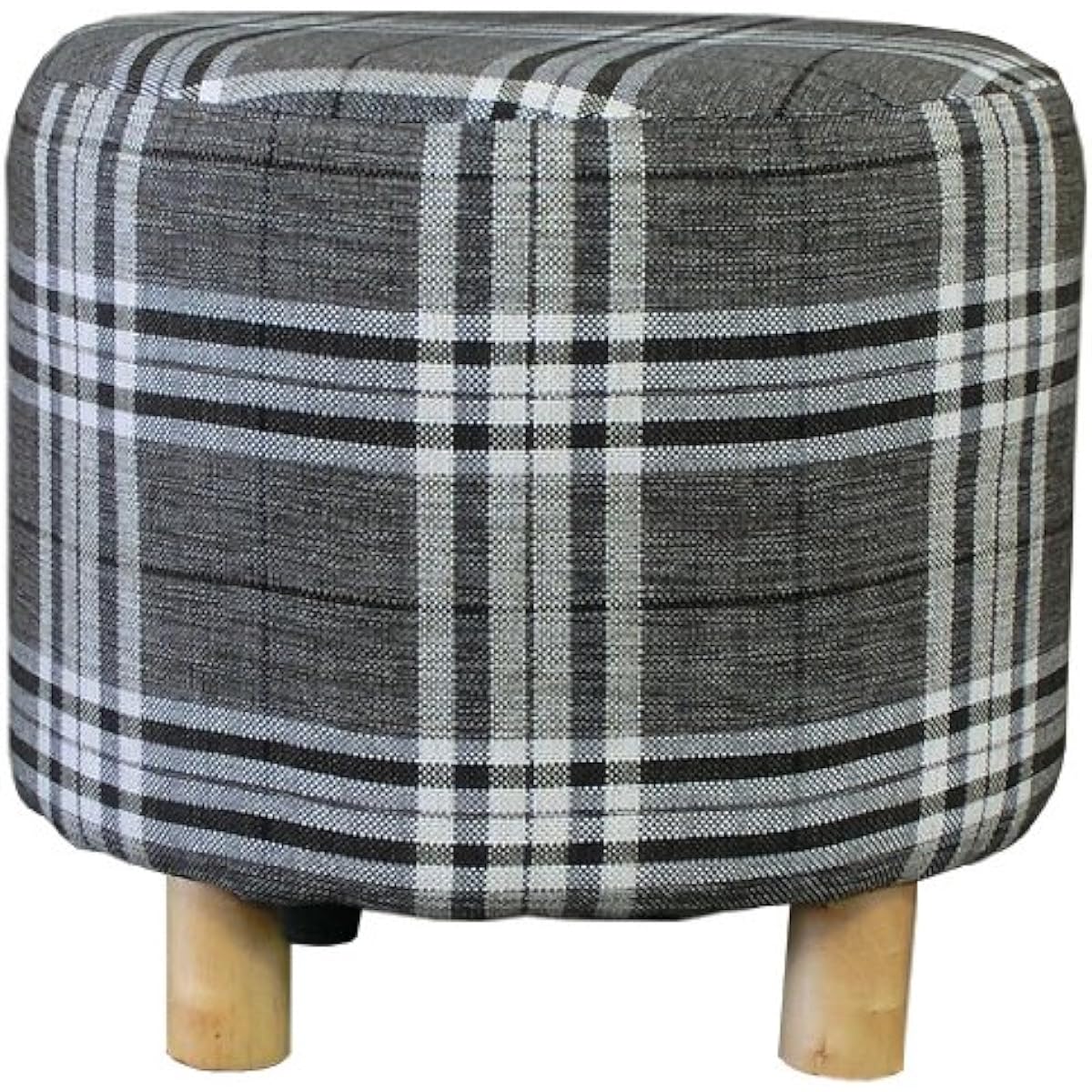 Okawa Furniture Seki Furniture Guava Round Stool Plaid Pattern 104609