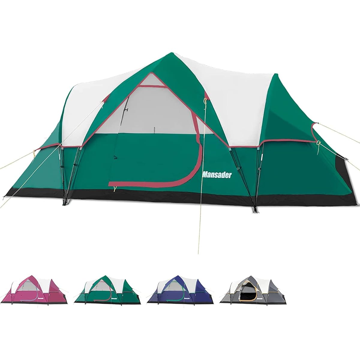 MANSADER tent, large one-touch tent for 6 people, family, large tent, double layer, easy to set up, UV protection, one-touch, camping, outdoor, windproof, disaster prevention, water pressure resistant 4000mm, Japanese instructions included