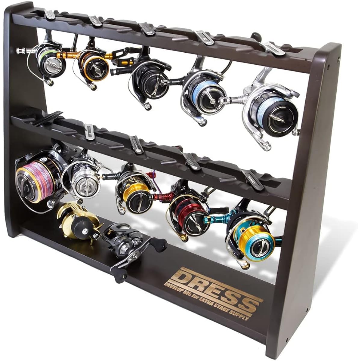 [DRESS] Reel Display Stand Spinning Reel Reel Holder Reel Drying Viewing Storage, Black Size (when completed): Width 600mm x Height 450mm x Depth 140mm