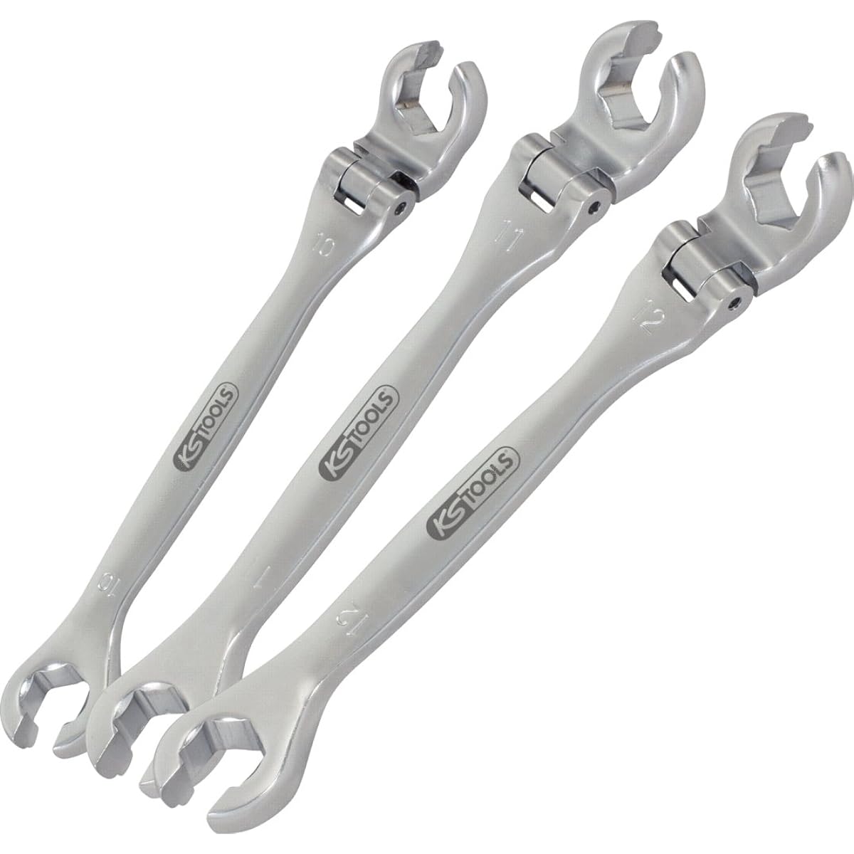 KS TOOLS CHROMEplus Open double ring spanner set with flexible joint 3 pcs 10-12mm 518.0350