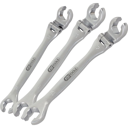 KS TOOLS CHROMEplus Open double ring spanner set with flexible joint 3 pcs 10-12mm 518.0350