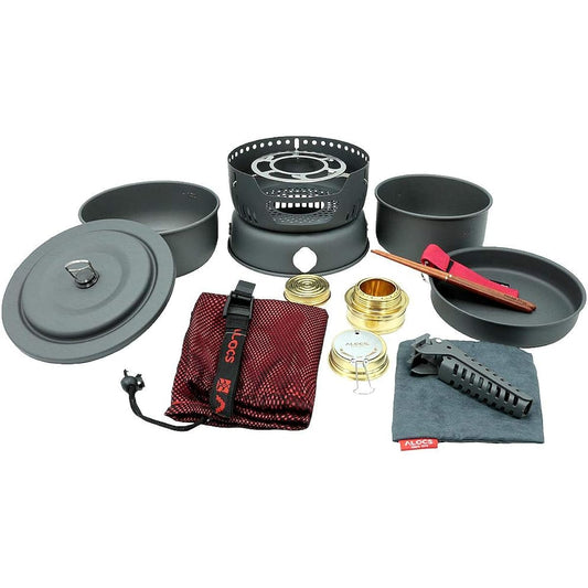 Alocs Camping pot set CW-C05 Camping cooker set For 2 to 4 people Alcohol burner (CW05 + additional chopsticks)
