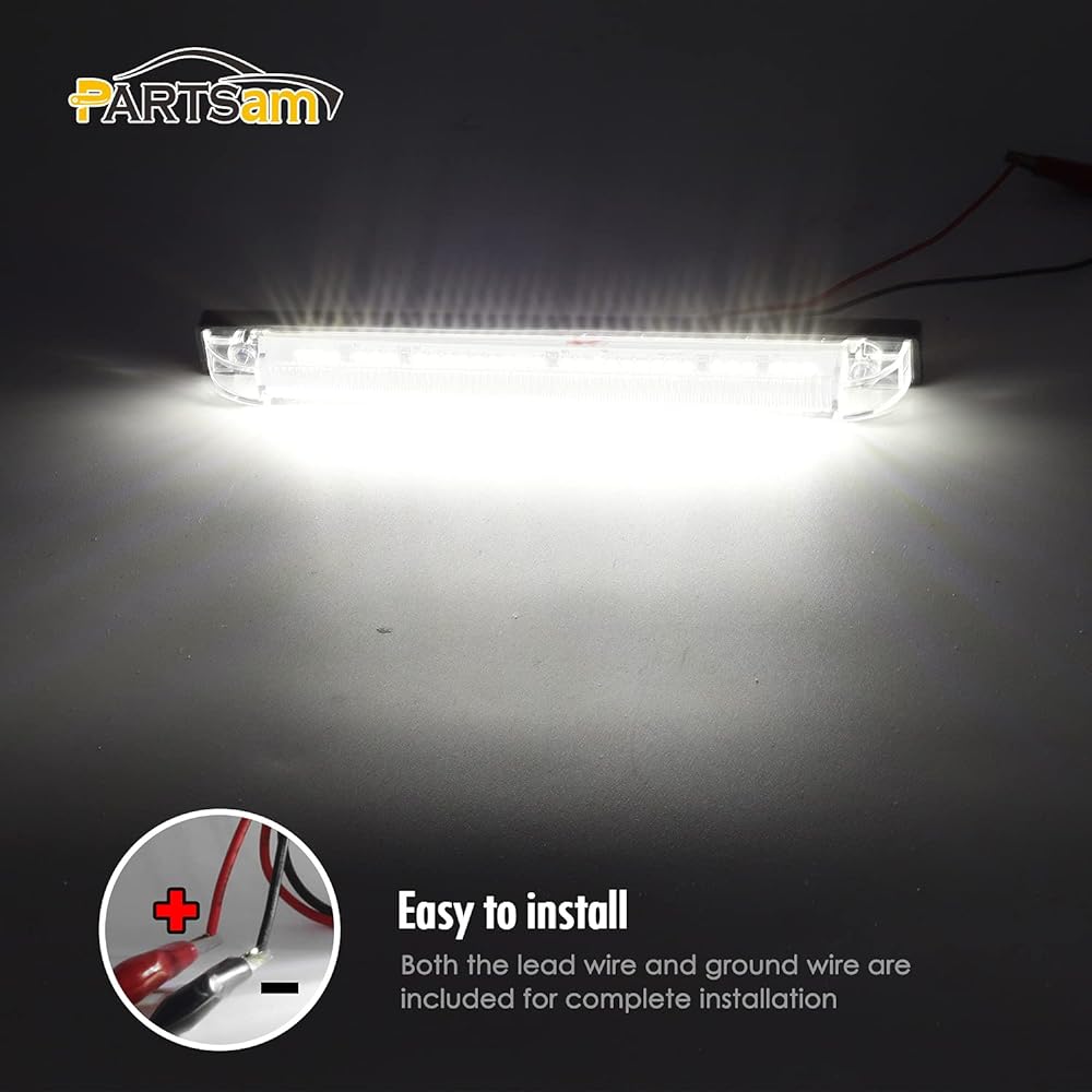 PARTSAM 1 piece 12V 8 -inch slim line LED Utirity Trip Light Bat Bat Light 30LED 8 inch Track Trailer Camper RV Motor Home LED Side Marker Light Interior Dome Light Cargolite Cartes