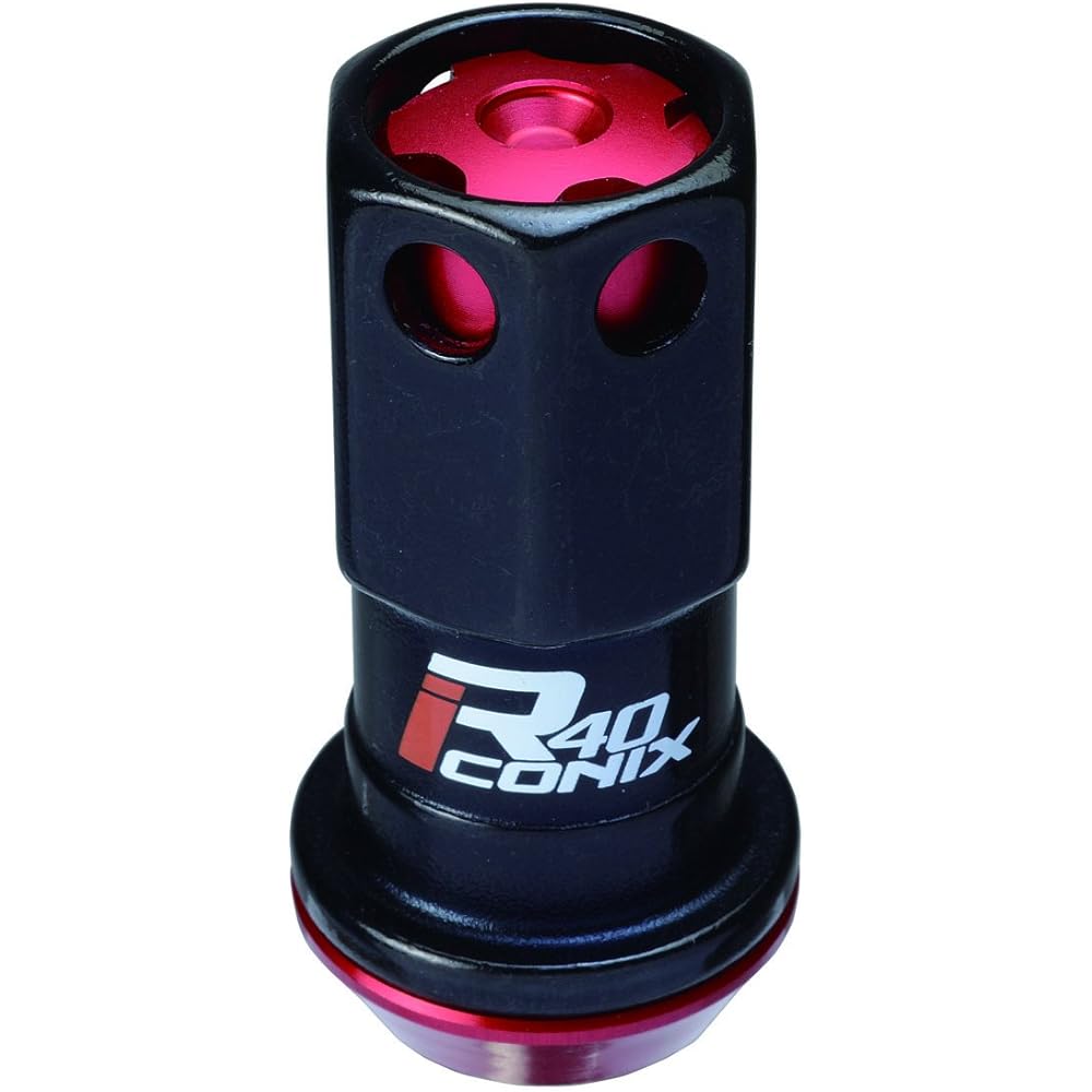 KYO-EI (Kyoei Sangyo) Wheel Lock & Nut Racing Composite R40 iCONIX [M12 x P1.5] With Aluminum Cap [Black/Red] RIA-11KR