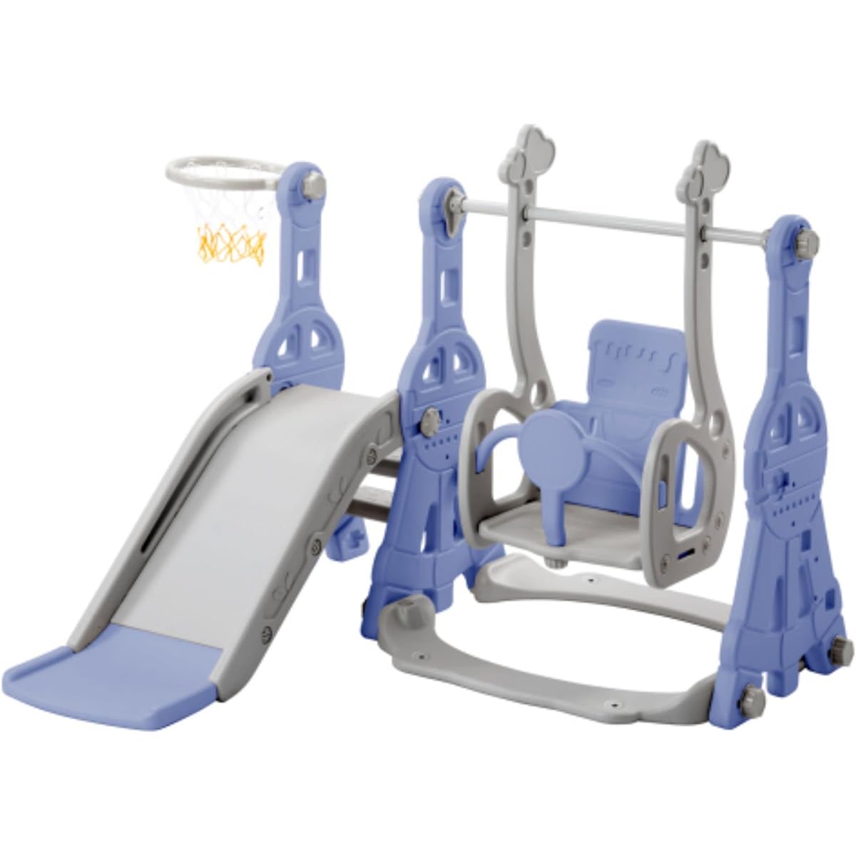 BTM Slide Children Swing Indoor Basketball Goal Indoor Infant Slide Swing Children 3in1 3 Level Adjustment Play Equipment Large Play Equipment Home Toy Present Kids Birthday Load Capacity 40kg