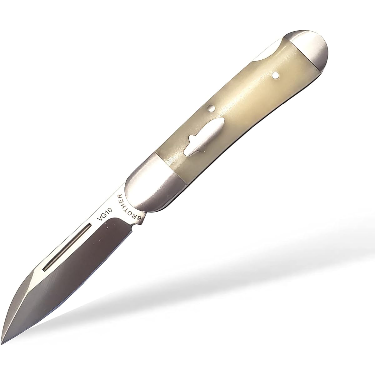 BROTHER -1503BN White Folding Knife Brother Knife Bone VG10 59-61 HRC