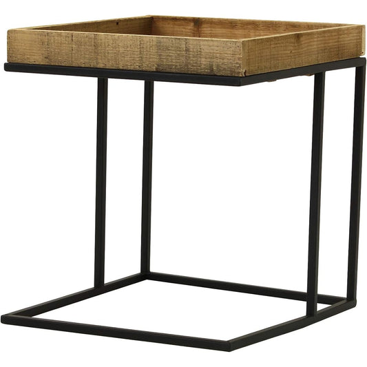 SPICE OF LIFE Square Planter Tray Stand 40 x 40 x 45 cm Pine Wood Iron Aging Old Wood Style TJXK2930