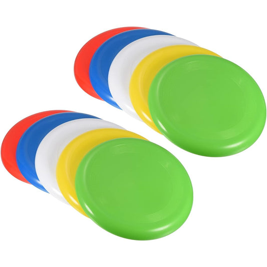 PATIKIL 23 cm Flying Discs 10 Pieces Outdoor Play Training Colorful Soft Flyer Discs for Beach Lawn Park Camping Game Yellow/Blue/Green/Red/White