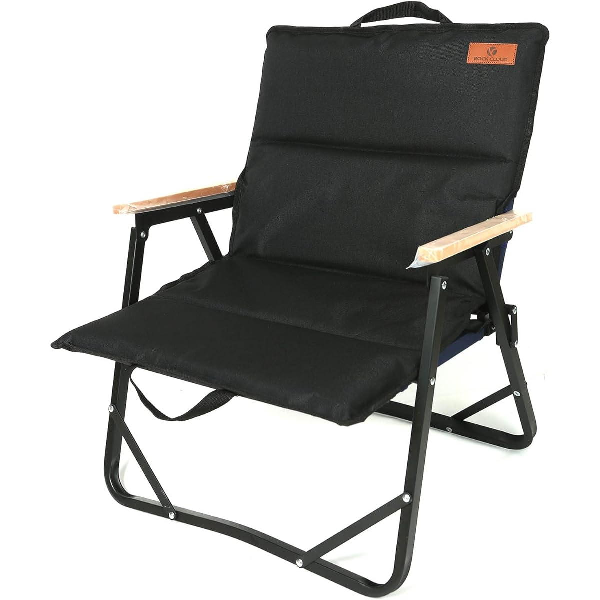 ROCK CLOUD Outdoor Chair with Cushion Cover, Low Chair, Folding Chair, Camping, Fishing, Picnic, Garden, Portable, Storage Bag Included