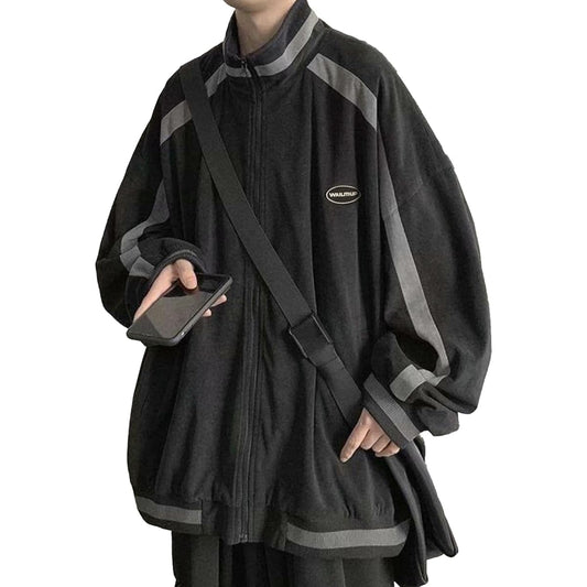 [Airby] Line Pattern Zip Up Sweatshirt Jacket Spring/Autumn Sporty Outerwear Tops Men's M-2XL