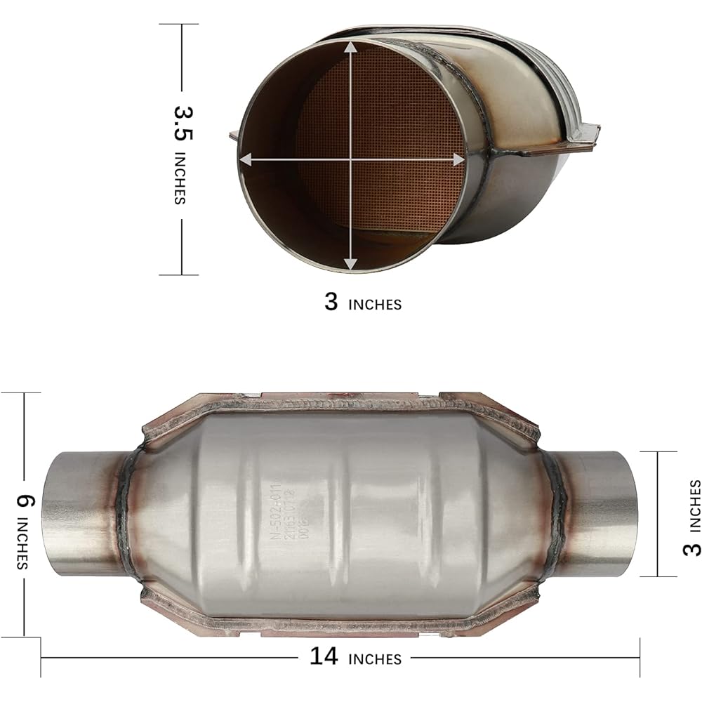 Mayasaf 3 inch inlet/outlet with universal catalytic converter with heat shield (EPA compliant)