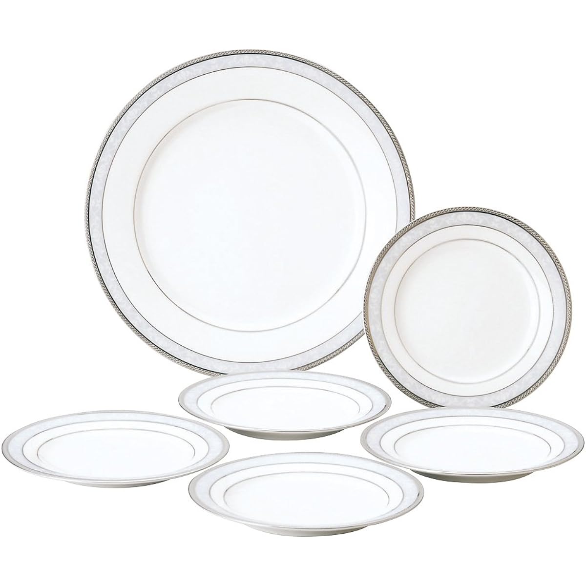 Noritake Plate Set 27cm 16cm Hampshire Platinum 27cm x 1 piece 16cm x 5 pieces Fine Porcelain PA9132/4336