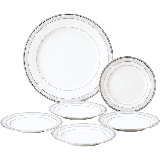 Noritake Plate Set 27cm 16cm Hampshire Platinum 27cm x 1 piece 16cm x 5 pieces Fine Porcelain PA9132/4336