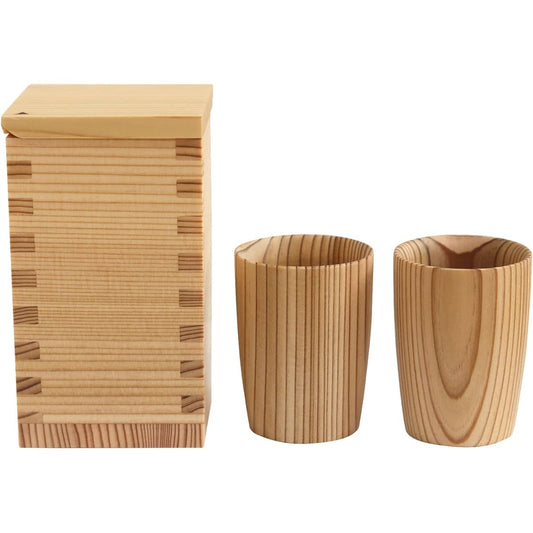 Odate Kogeisha 3-piece sake bottle set, small sake bottle, with branding iron, choko set of 2, Akita cedar, made in Japan