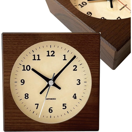 KATOMOKU Dual use clock 6 km-131BRRC Brown radio clock continuous second hand