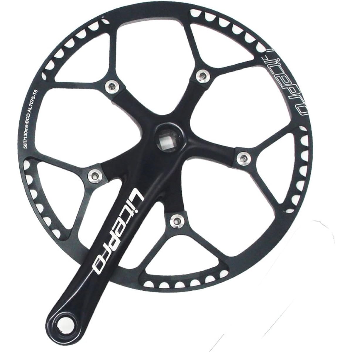 JNP 45T 47T 53T 56T 58T Aviation Aluminum Ultralight Folding Bike Crankset Crank Length: 170mm (Black, 58T)