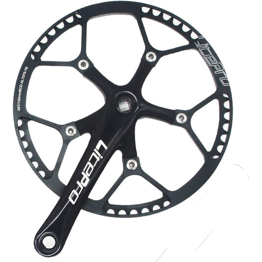 JNP 45T 47T 53T 56T 58T Aviation Aluminum Ultralight Folding Bike Crankset Crank Length: 170mm (Black, 58T)