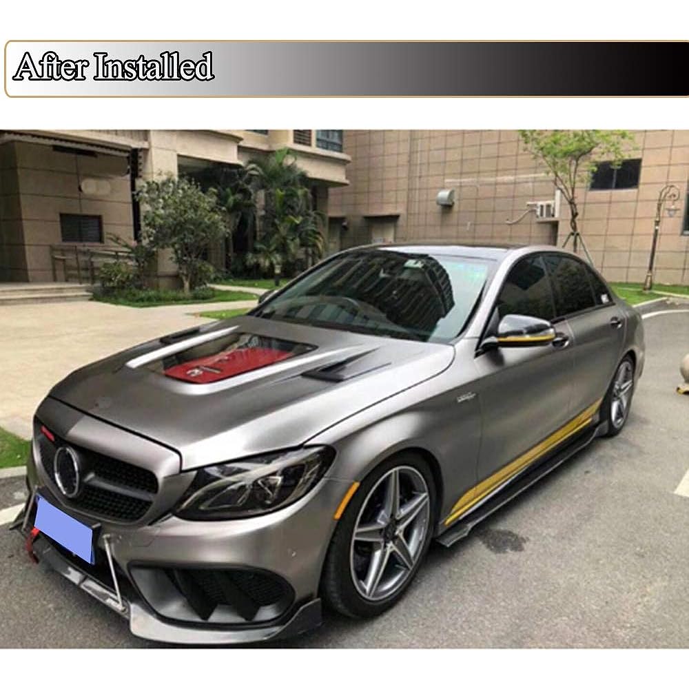 MCARCAR KIT W205 Foglamp Grill Cover Mercedes-Benz C Class W205 C205 SPORT C43 AMG 2015-2018 C300 C350 C400 FRP FRP Gloss Black Front Bumper Light Light Air Event Trim