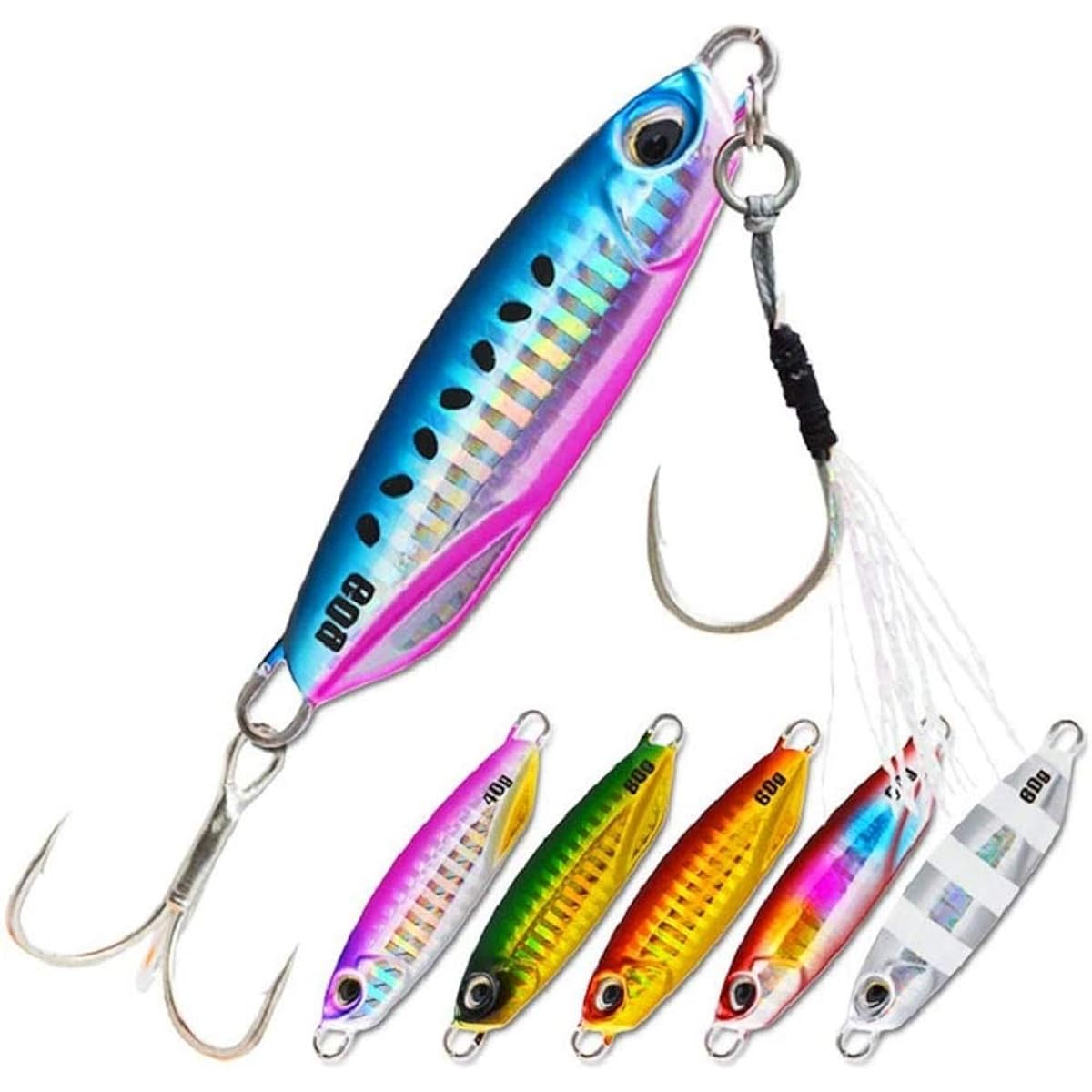 [Seiran Lure] Metal Jig Set 20g 30g 40g 60g Adopts Japanese Hologram Sheet Casting Distance Iron Plate Lure Seabass Flounder Spanish Mackerel Blue Fish Hairtail Grouper Horse Mackerel
