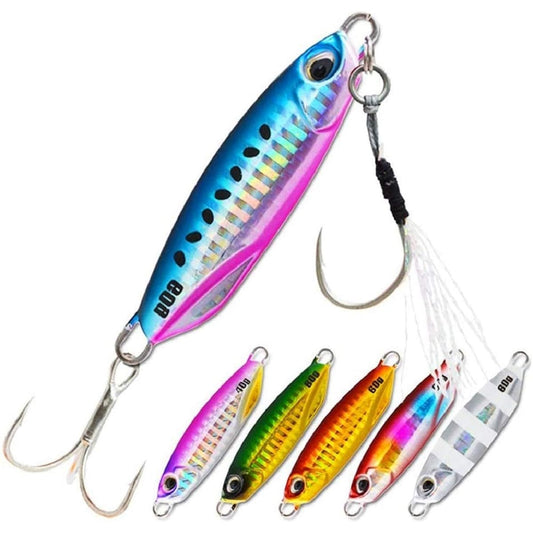 [Seiran Lure] Metal Jig Set 20g 30g 40g 60g Adopts Japanese Hologram Sheet Casting Distance Iron Plate Lure Seabass Flounder Spanish Mackerel Blue Fish Hairtail Grouper Horse Mackerel
