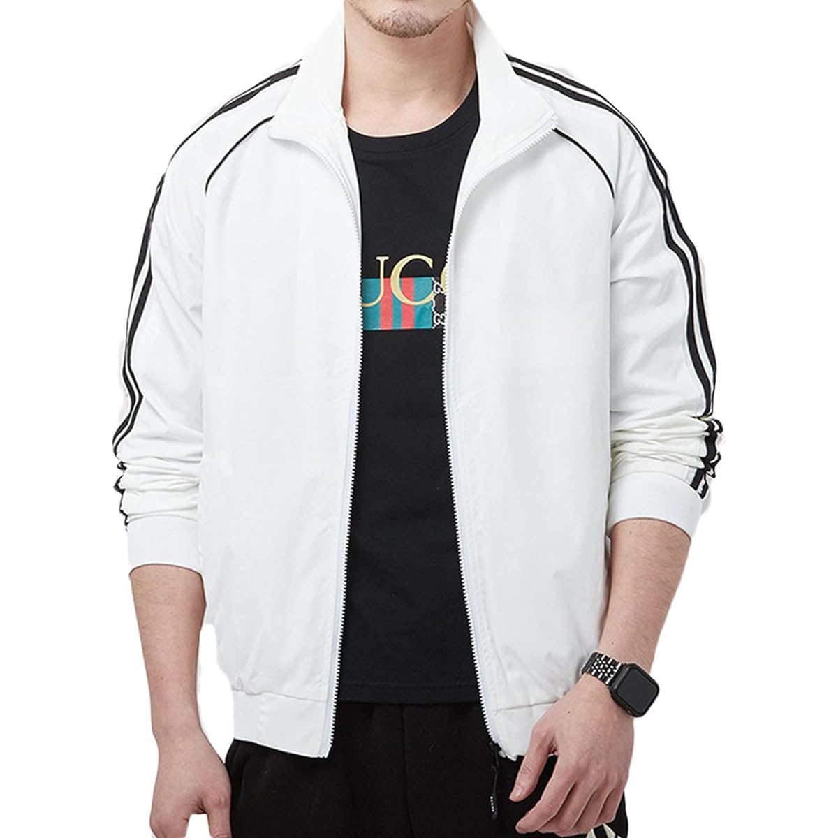 [Butrends] Jersey Top Men's Raglan Sleeve Jacket Full Zip Jacket Jersey Top Club Activities Gym Loungewear