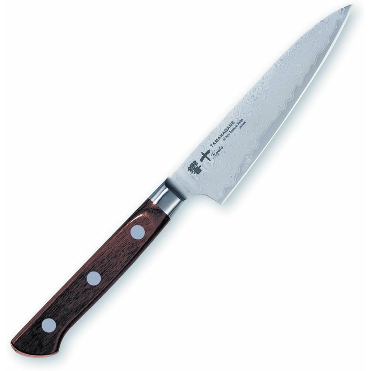 Kataoka Manufacturing Petty Knife Silver 120mm Made in Japan TAMAHAGANE Hibiki 63 Layer Damascus Steel KP-1108