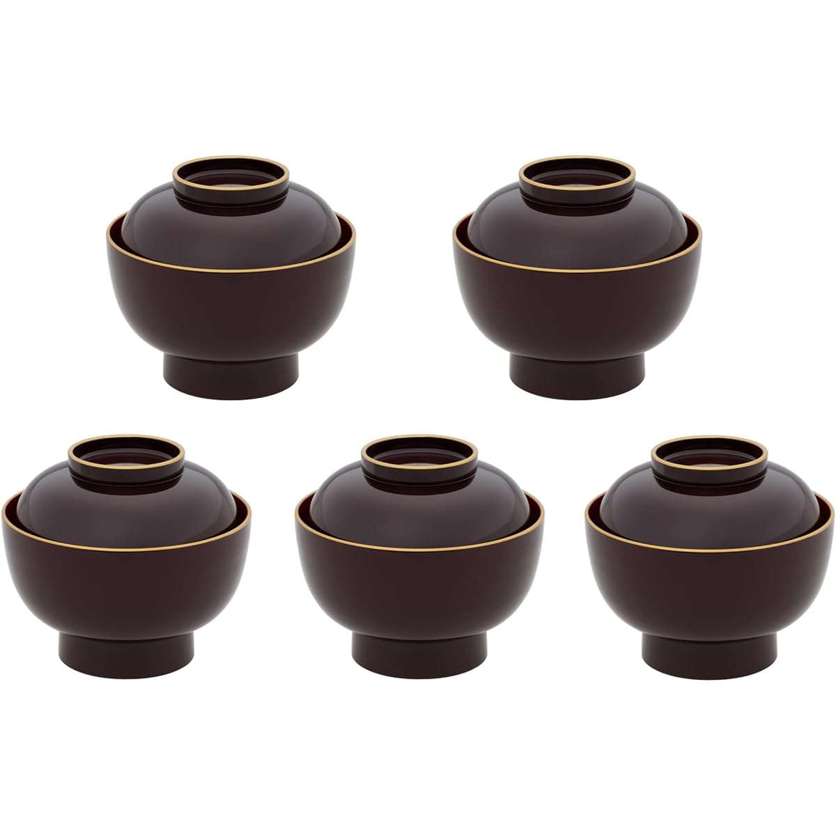 [Bulk purchase] Set of 5 Yamanaka lacquer zoni bowl soup bowl with lid Large Daimyo Tamebuchi gold lacquer 400ml Dishwasher safe Japanese tableware Yamanaka lacquerware Traditional craft Made in Japan yam003-5