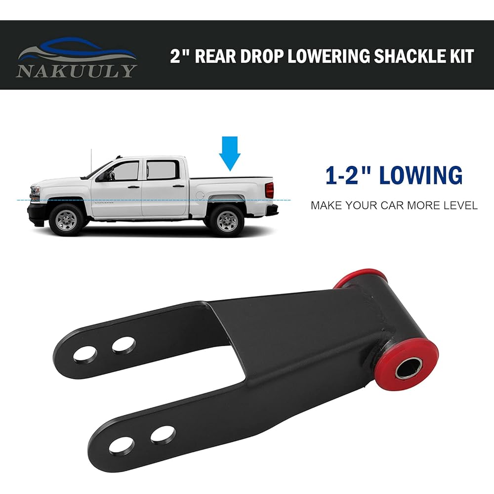 2-inch rear drop lowering shackle suspension kit 1988-1998 Chevrolet & GMC C1500/C2500 1988-2019 Silvarard Sierra 1500 Replacement # 410520