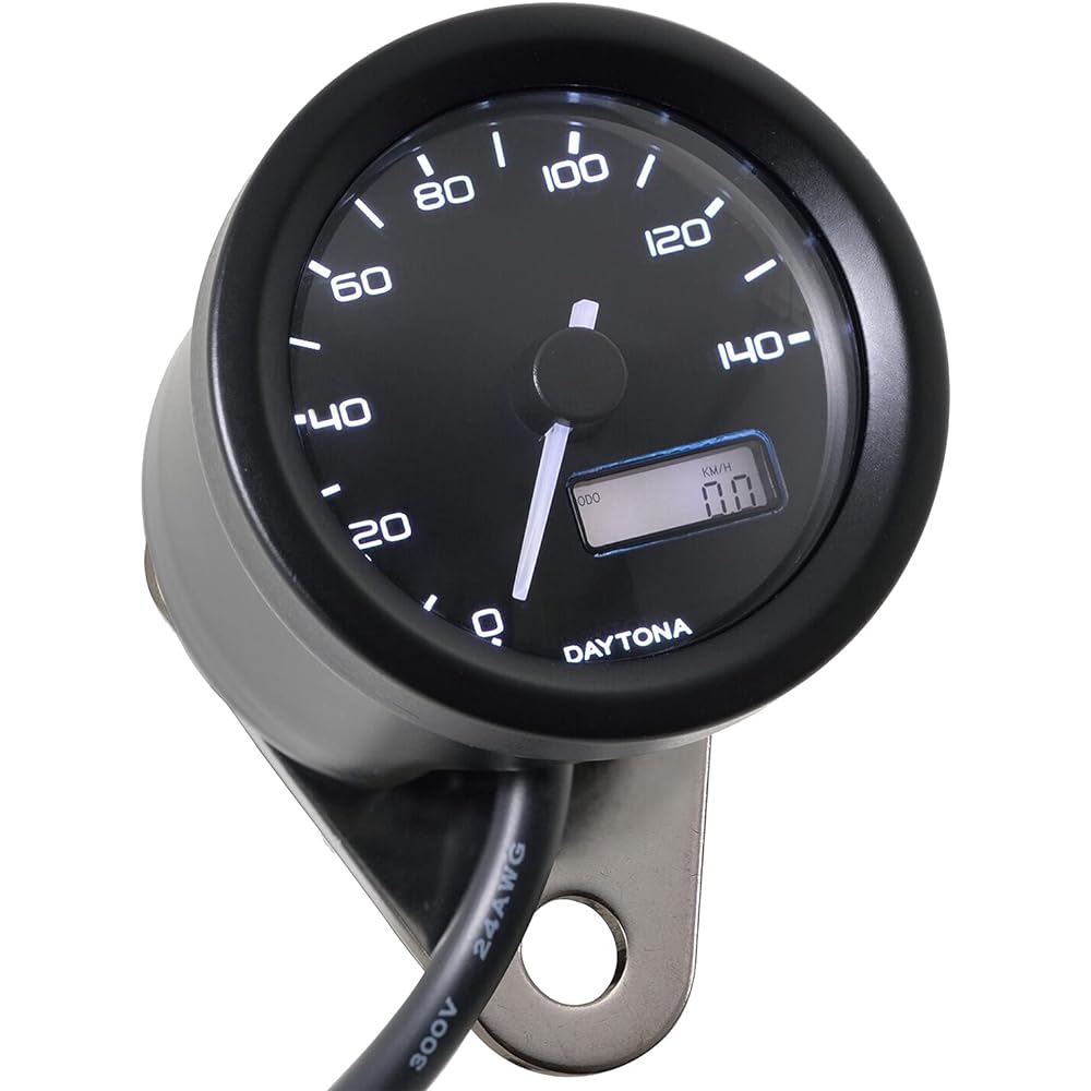 Daytona VELONA Motorcycle Electric Speedometer Black Body/3 Color LED φ48 140km/h Display 21975