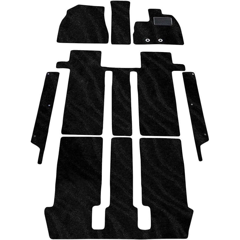 Cuore Car Mat Floor Mat Step Mat Set (Toyota Voxy Noah 80 Series) <For Hybrid Vehicles/Early Model> Wave Black Domestic Production Non-Slip Shape Car Mat