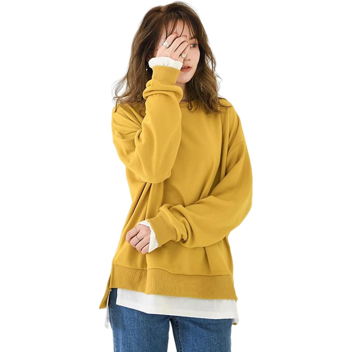 [ADKASS] Women's Parka, Sweatshirt, Pullover, Parka Top, Long Sleeve, Loose, Large, Brushed Lining, Sweatshirt, Layered, Boa, Warm, Autumn, Winter, Sweatshirt, Thick, Casual