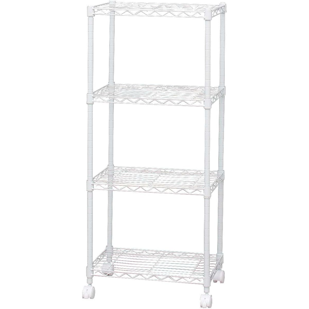 Iris Ohyama Rack, Metal Rack Body, Colored Metal Rack, Rust Resistant, Width 44.5 x Depth 32.5 x Height 102.5 cm, 4 Tiers, with Casters, White, Pole Diameter 19 mm CBM-44104