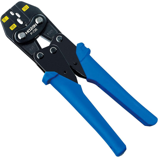 HOZAN Crimping Tool (For Insulated Closed Terminals) Crimping Pliers Compact but can be crimped with a light grip Size CE1/2/5 P-736