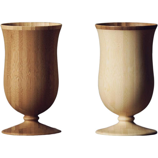 RIVERET Vessel Glass Campanula 250ml Pair Set Bamboo Dishwasher Safe White/Brown RV-109WB