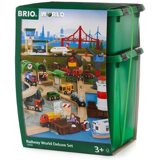 BRIO WORLD World Deluxe Set [Train, Ship, Airplane, Toy, Wooden Rail] 33766