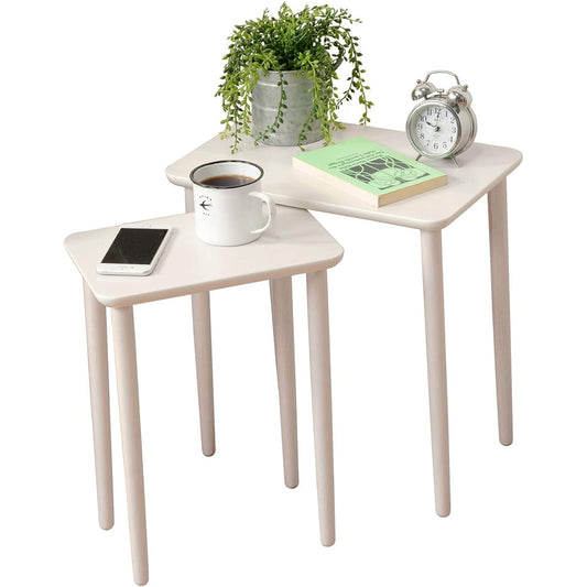 Hagihara Side Table Sofa Side Bedside Desk Side Table Nesting Table [Simple and Functional] Natural Wood Veneer Scandinavian Modern White Wash VT-7970WS