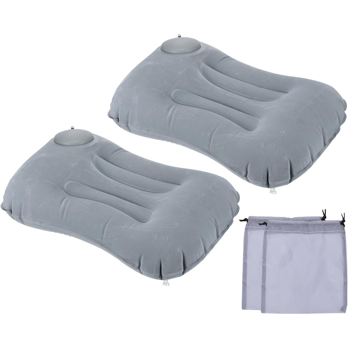 PATIKIL Camping Pillow 2 Pack Portable Camping Beach Pillow Ultralight Inflatable Travel Airplane Pillow Neck Lumbar Support for Hiking Backpacking Gray