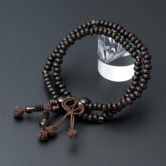 Buddhist Altar Shop Takita Shoten Specially Selected Bracelet Prayer Beads 108 Beads for Jodo Shinshu Sect, Striped Ebony (Matte), Brown Crystal Tailor ◆ Genuine (Official) Mala Bead Bracelet, Brace Prayer Beads, Bracelet Prayer Beads, Power Stones, Two