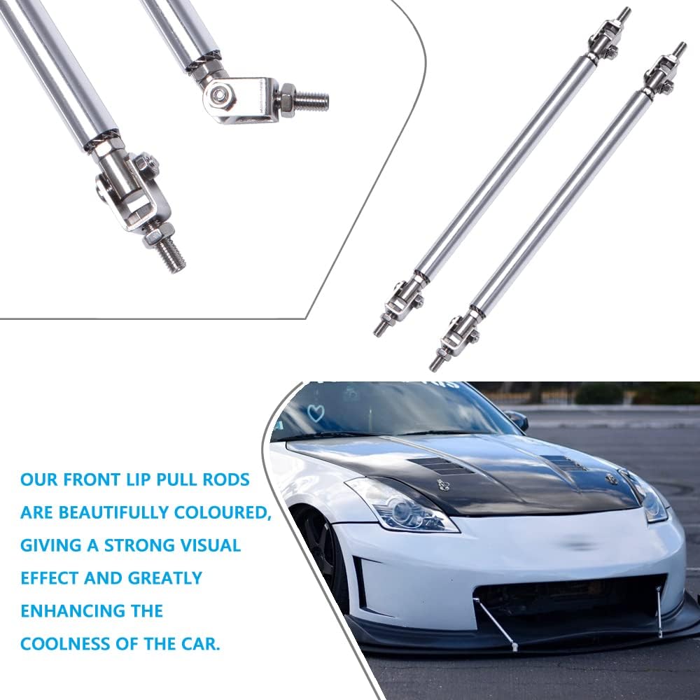 Front bumper lip lip splitter defuser strut rod tie bar adjustable 10 inch ~ 13 inches 2 compatible for most vehicles