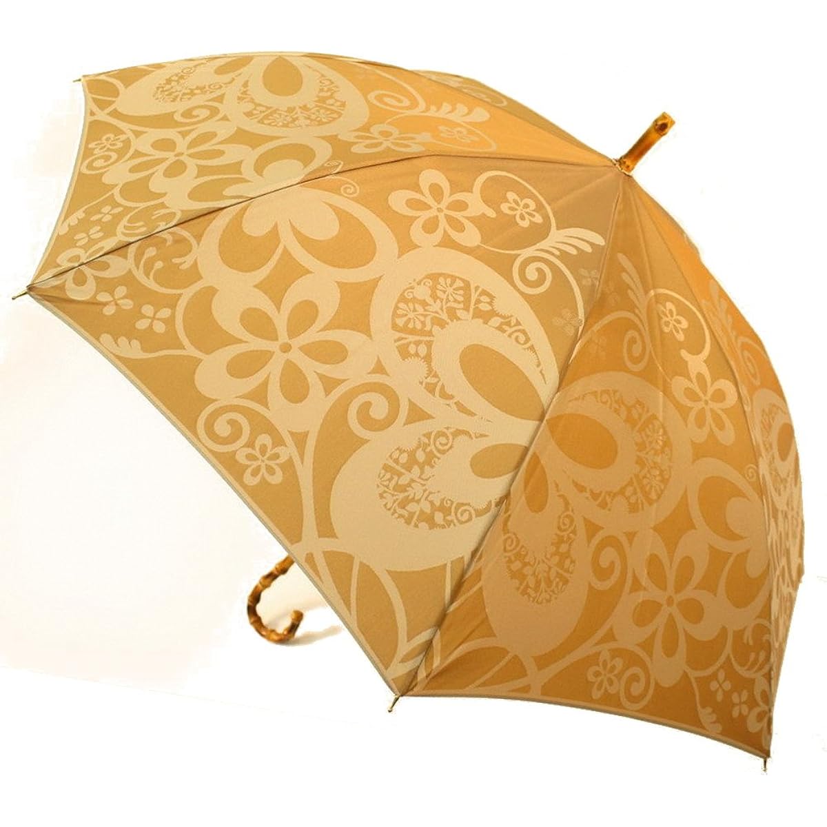 Makita Shoten Luxury long umbrella "kirie butterfly" mustard