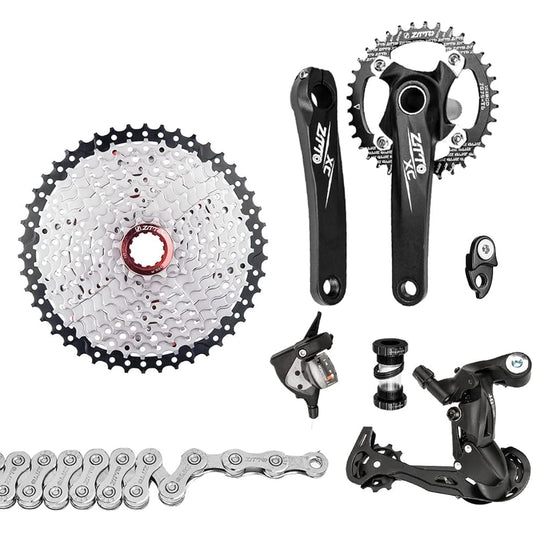 QISUO 1x10 Speed Derailleur Shifter, 1x10 Speed MTB Derailleur Shifter Groupset Bike Crankset 11-50T Cassette Flywheel 10 Speed Chain for MTB Mountain Bike