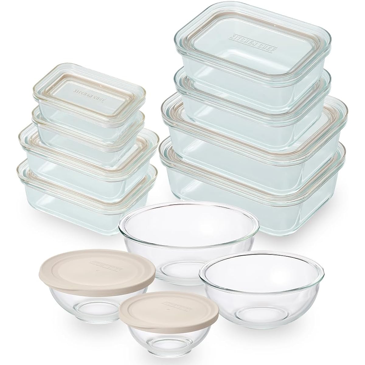 [Neat storage] Iris Ohyama Heat-resistant glass containers, 12-piece set, clear, can be stacked, prevents juice from leaking, can be heated up to 350℃, can be served directly to the table, can be microwaved, stylish, time-saving TGS-12S