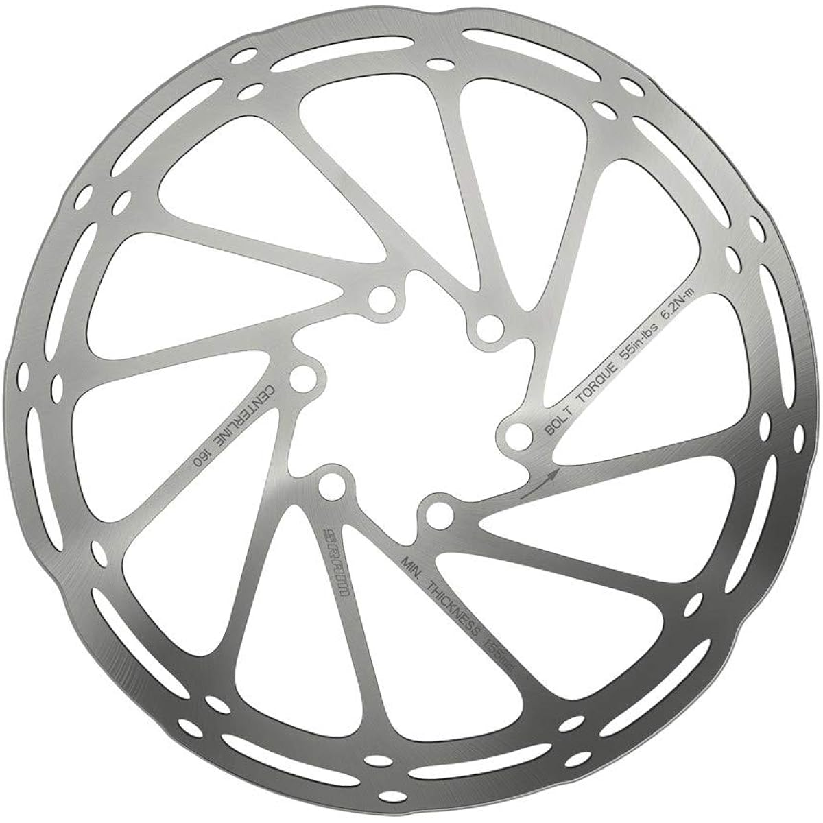 SRAM Unisex's Rotor Centerline Rounded, Silver, 180mm