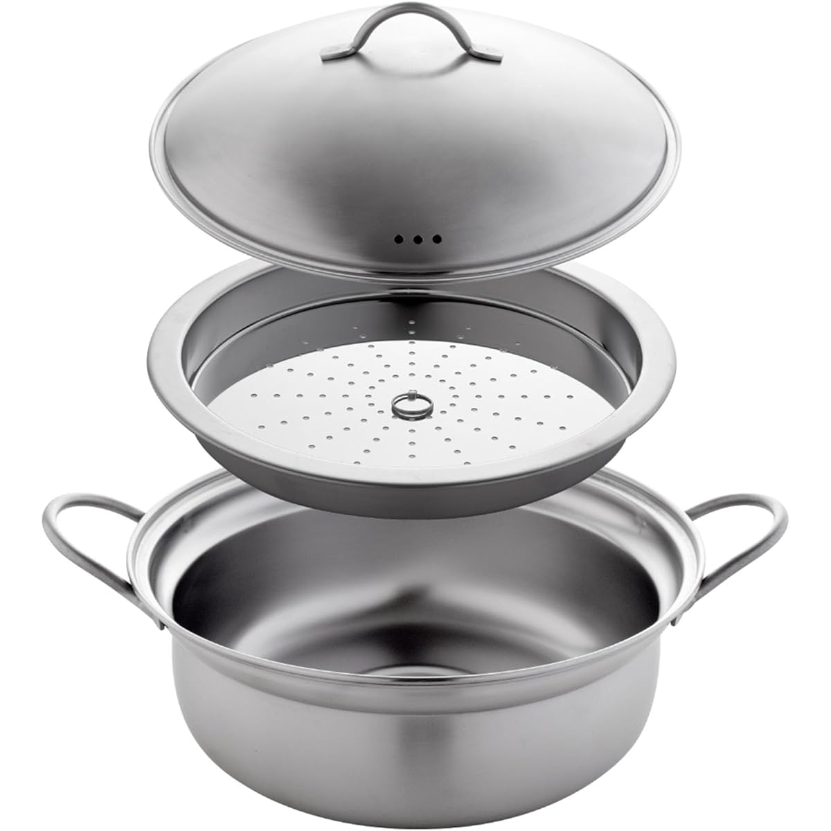 Ernest [Made in Japan] Earthen pot (lightweight/does not transfer smell) IH compatible steamer (with steaming plate) Two-handed pot (for 4-5 servings) Stainless steel (Tabrepo 24cm) Major restaurant favorite brand A-77880 Tsubame-Sanjo