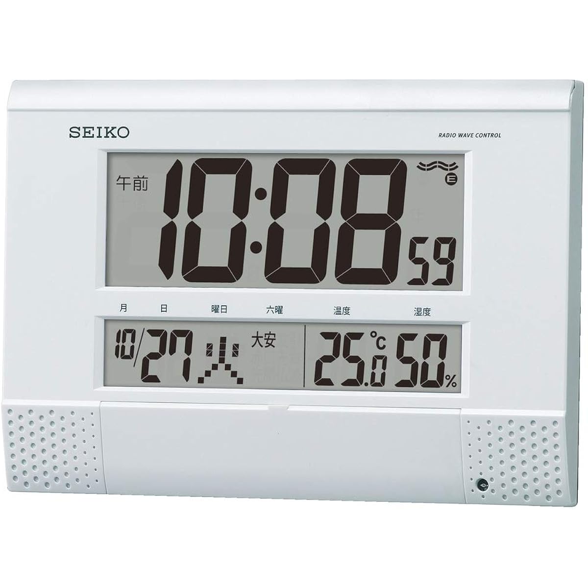 Seiko Clock White Pearl Body Size 18.6 x 26.4 x 3.9 cm Wall Clock Table Clock Radio Wave Digital Program Function BC412W