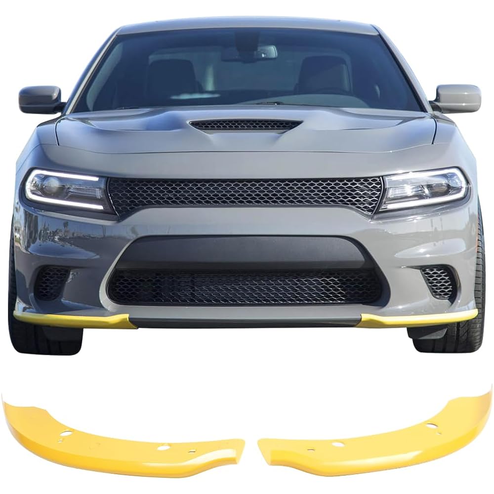 IKON Motorsports Front Lip Protector 2015-2023 DODGE CHARGER SCAT PACK & SRT compatible Yellow Lower Lord Lip Guard 2016 2017 2018 2018