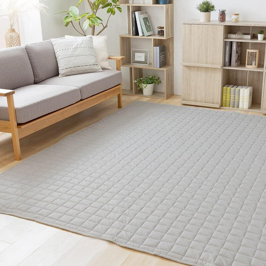 Iris Plaza 100% Organic Cotton, Friendly Rug for the Whole Family, 78.7 x 98.4 inches (200 x 250 cm), Light Gray, Antibacterial, Odor-Resistant, Mite Resistant Treatment, Always Clean, Washable at