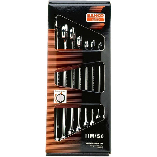 BAHCO Combination Spanner Single Eye Single Mouth Spanner Set of 8 11M/S8