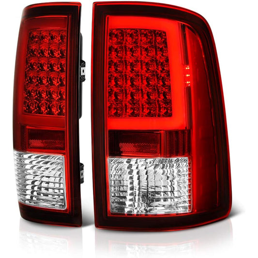 VIPMOTOZ OLED Neo Tube Tail Light Lamp 2009-2018 DODGE RAM 1500 2500 3500- [Factory Clehencalent Model] --Rosso Red Lens Driver & passenger seat side