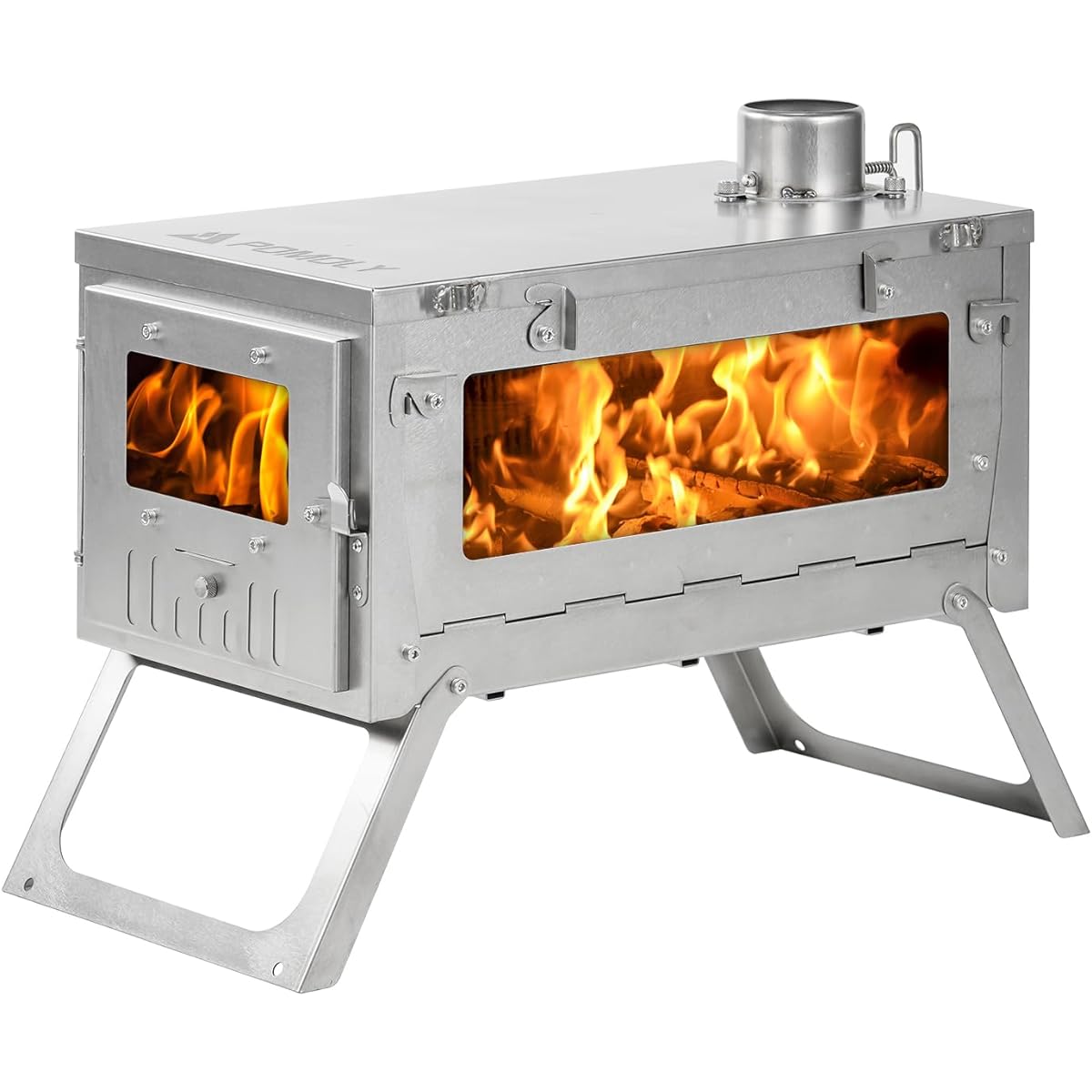 POMOLY Ti (Limited) Foldable Titanium Tent Stove 0.6 mm Thick with 3 Meter Chimney